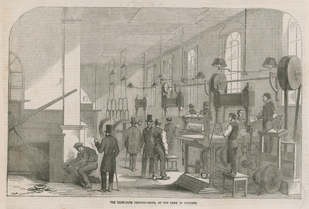 The bank note printing room (engraving)