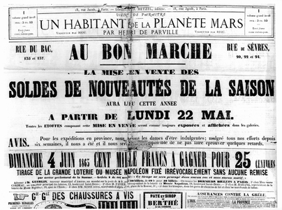 Sales poster of famous parisian department store 1865