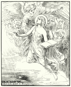 Illustration for Everyman, The Morality Play (engraving)