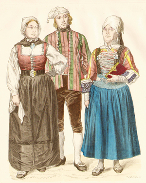 Fashion in Germany, 19th century (copper plate print)