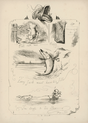 Page from Proverbs with Pictures by Charles H Bennett, 1859 (engraving)