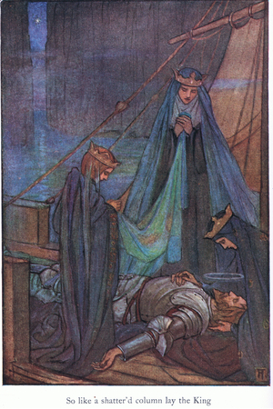 So like a shattered column lay the King (Morte D'Arthur) (colour litho)