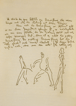 Manuscript by Franz Kafka (1883-1924) illustrated by himself