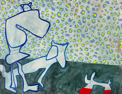 Entranced, 2024 (acrylic and Plaster on Hardboard)