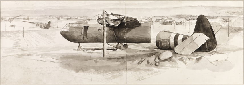 Gliders of the 6th Airborne Division which landed East and West of the River Orne, 6th June 1944 (w/c on paper)