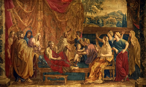 Tapestry with the Infant Moses trampling on Pharaoh's Crown