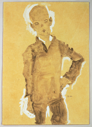 Standing Boy, left Hand on Hip (gouache, watercolour and pencil with white heightening)