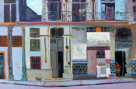 Walking the Dog (oil on canvas)