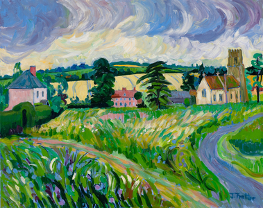 Suffolk, Hawkedon Church, (oil on canvas) 