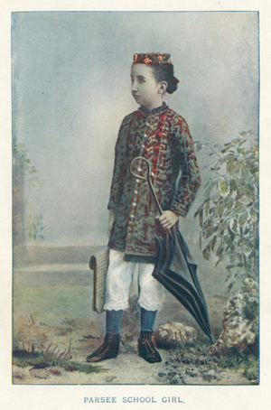 Indian Natives: Parsee School Girl (coloured photo)