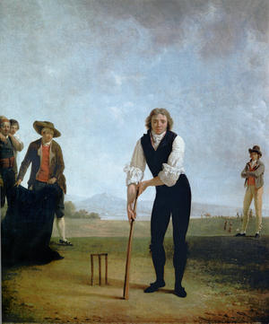 Thomas Hope playing cricket (oil on canvas)