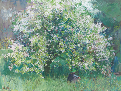 Tree in blossom, 2018 (oil on canvas)