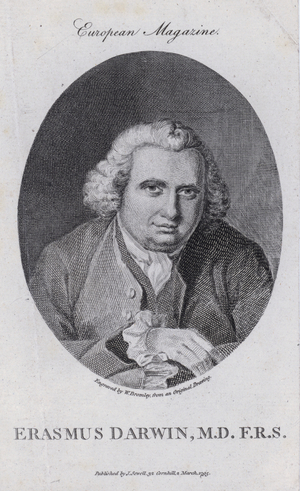 Erasmus Darwin, English physician, natural philosopher, poet, and campaigner for the abolition of the slave trade (engraving)