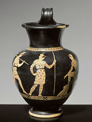 Attic red-figured oenochoe showing Amazon women
