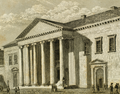 Town Hall, Copenhagen, Denmark, engraving by Augustin François Lemaitre, 1848
