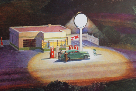 Gas Station at Night, 1940 (screen print)