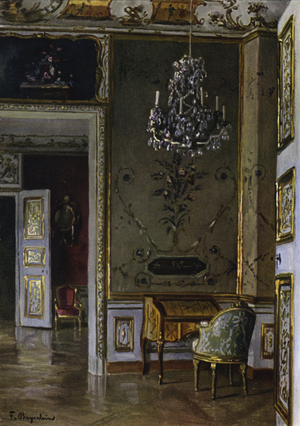 Corner of the Study in the Residence, Munich, Designed by Joh Gunetsrhainer, 1746-48 (colour litho)