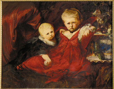 Ida and Risa Ruessemayer, nieces of Johann Ruessemayer, a patron of Makart … (painting on canvas)