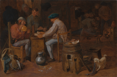Card Players and Carousers (oil on panel)