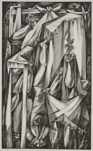 Episode, 1949 (ink wash on paper)