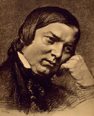 Robert Schumann, composer, coal drawing by Eduard Bendemann, 1859