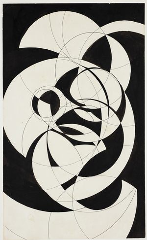 Compass Composition, c.1916 (pen & ink & black ink on medium weight soft, textured off-white paper)