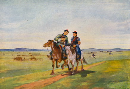 Love in the Steppes (colour litho)