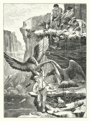 Climbing the Falcons' Crag (litho)
