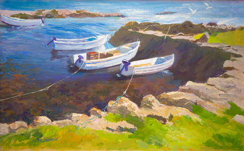 Rocky harbour (acrylic on board)