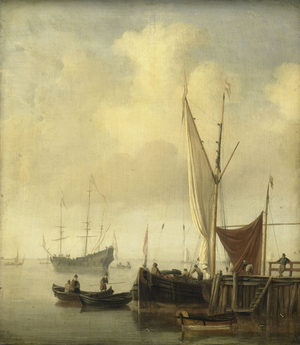 A Harbor, 1650-1707 (oil on panel)