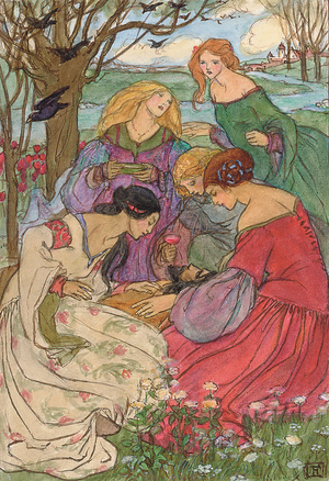 Illustrations for Christina Rossetti's 'Goblin Market' (pencil, ink & watercolour on paper)