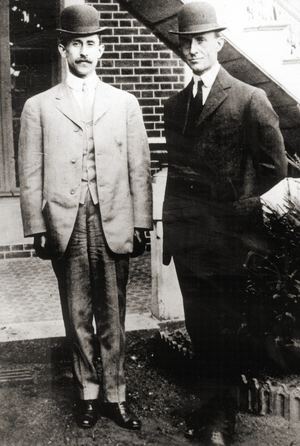 The Wright Brothers, Orville and Wilbur Wright, 1909 (b/w photo)