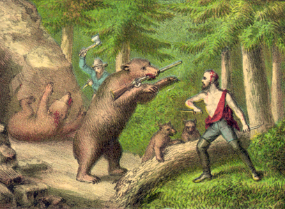 American woodsmen hunting bears, 1850