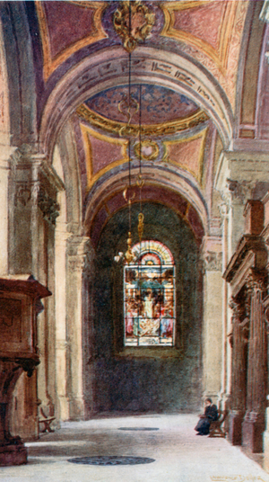 The North Choir Aisle, looking East (colour litho)