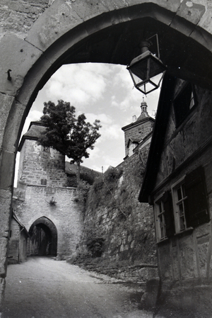 The Klingen Gate in Rothenburg ob der Tauber, Germany 1930s (b/w photo)