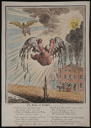 The Fall of Icarus, 1807 (coloured engraving)