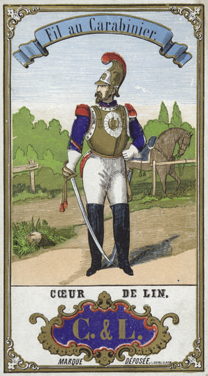 Label for Carabinier's thread (colour litho)