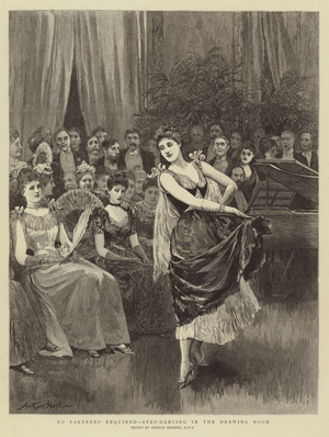 No Partners Required, Step-Dancing in the Drawing Room (engraving)