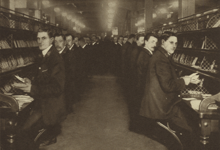 The General Post Office at work: the sorting room at Mount Pleasant, Clerkenwell (b/w photo)