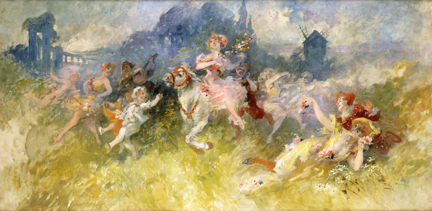 A Fete Champetre, (oil on canvas)