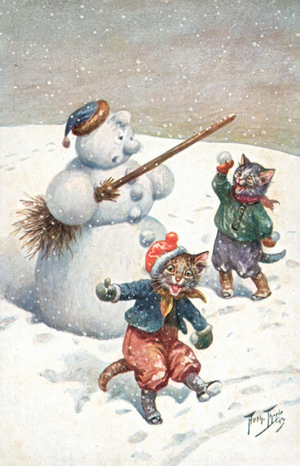 Humorous cat postcard (colour litho)