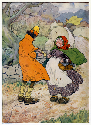 Illustration for The Story of Tom The Piper's Son (colour litho)