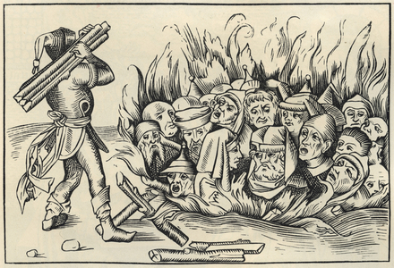 Jews of Cologne burnt alive after being tortured. 1493 (engraving)