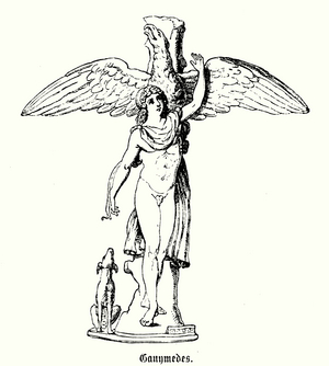 Ganymede, hero of Greek mythology who was abducted by Zeus in the form of an eagle (engraving)
