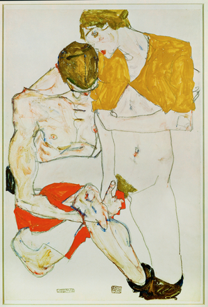 Lovers (gouache, watercolor, and pencil)