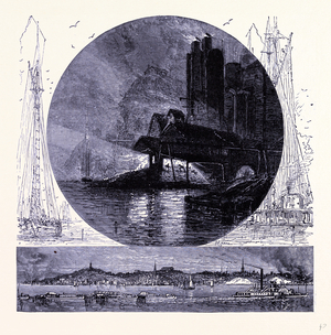 Poughkeepsie and Its Smelting Works by Night United States of America