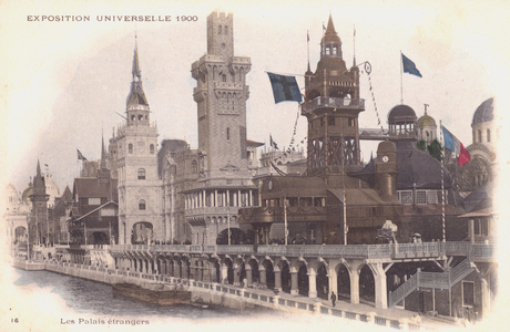 Foreign pavilions at the Exposition Universelle 1900, Paris, France (coloured photo)
