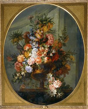Flowers in a golden vase …