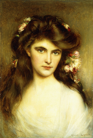 A Young Beauty with Flowers in her Hair,  (oil on panel)