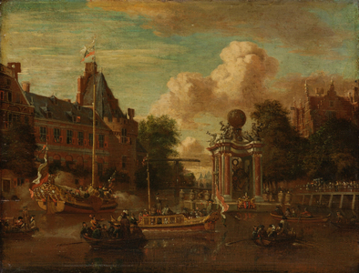 The Muscovite legation visiting Amsterdam, 1697 (oil on canvas transferred to panel)